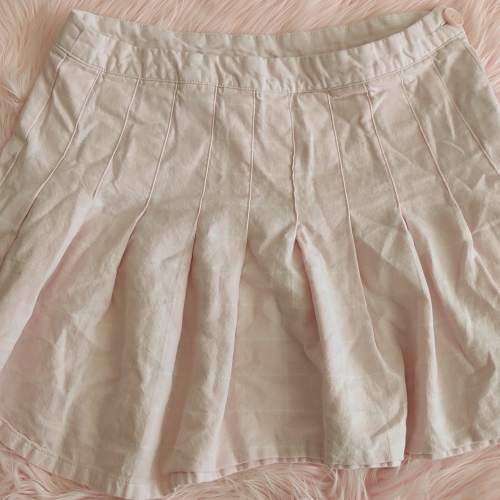 Pastel pink grid pleated skirt M by Forever 21